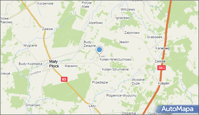 mapa Kołaki-Wietrzychowo, Kołaki-Wietrzychowo na mapie Targeo